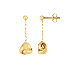 14K Yellow Gold Love Knot Drop Earrings