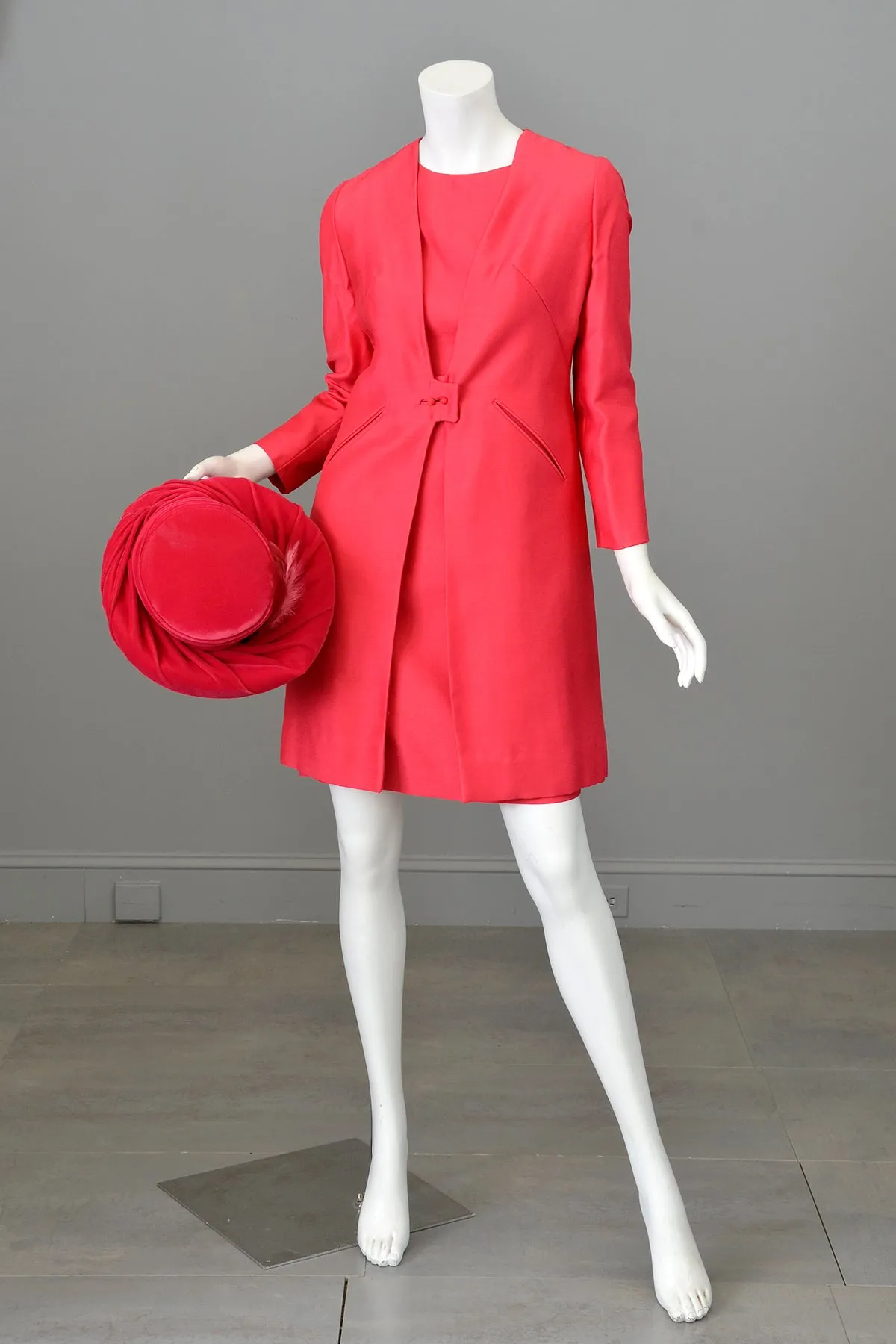 1960s Hot Pink Mini Shift Dress w Matching Coat | Mrs. Maisel Dress and Coat