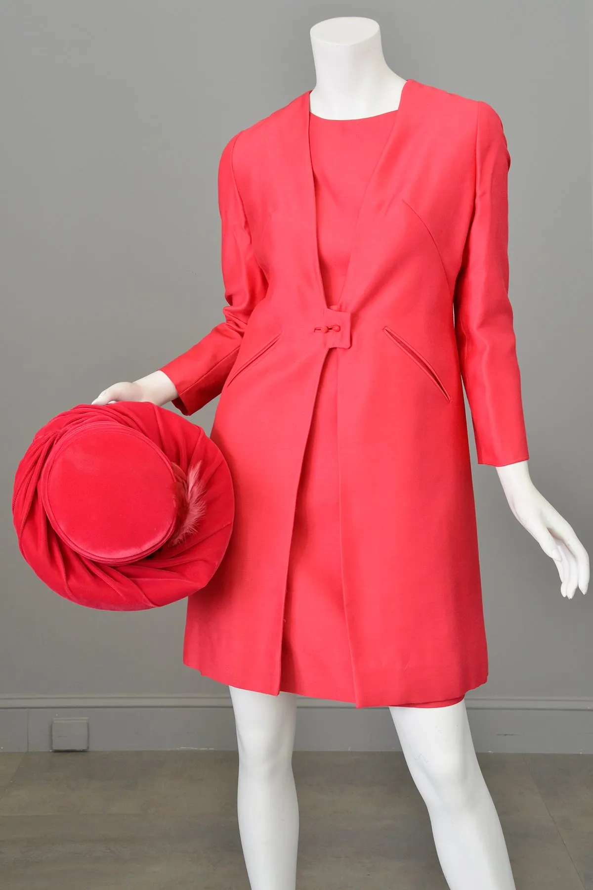 1960s Hot Pink Mini Shift Dress w Matching Coat | Mrs. Maisel Dress and Coat