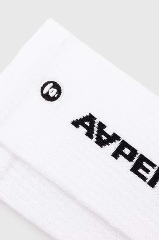 AAPE socks Rib men's white color AS04867