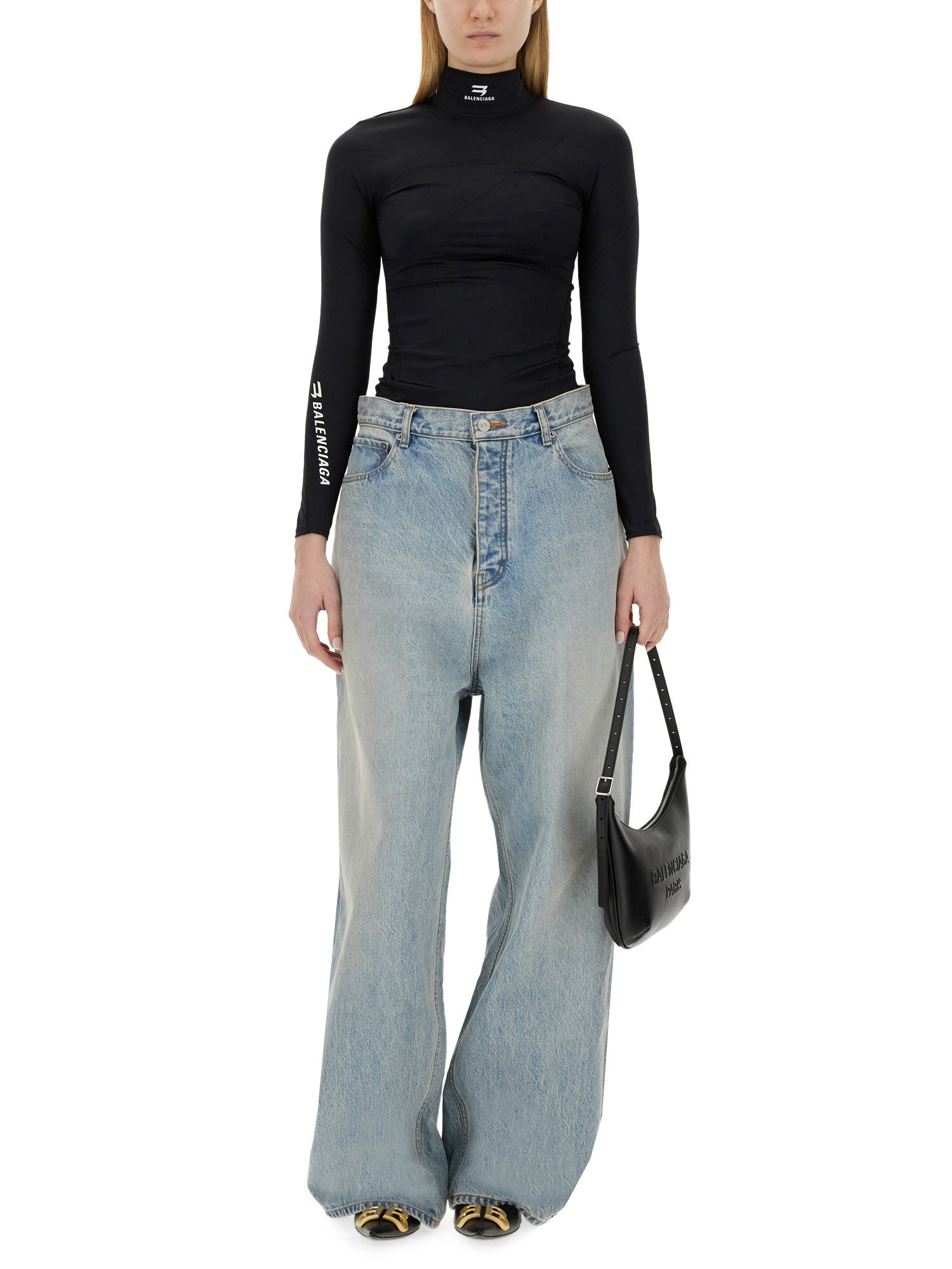 BALENCIAGA    COTTON DENIM BAGGY JEANS