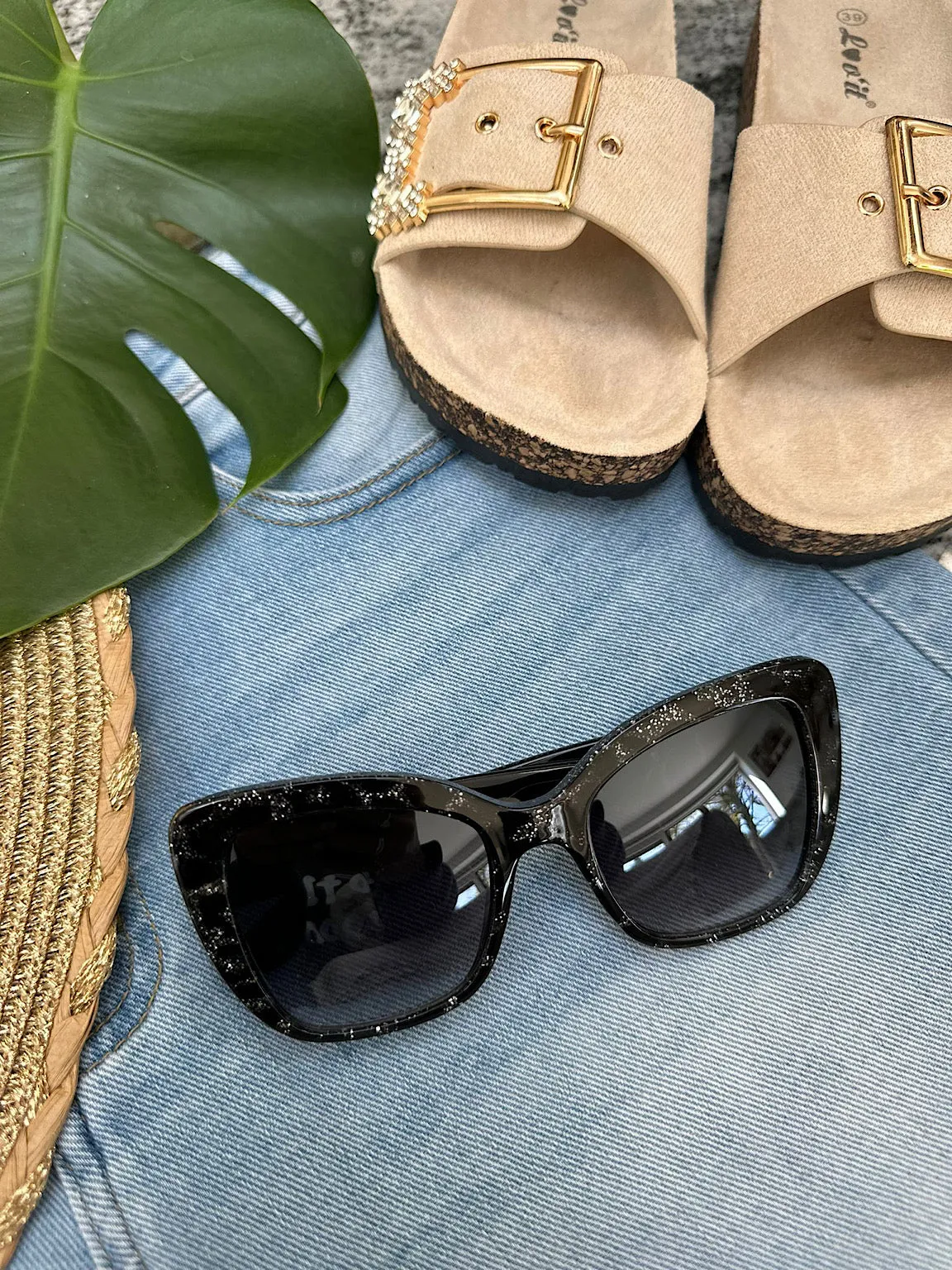 Black Glitter Tortoiseshell Sunglasses Lyra