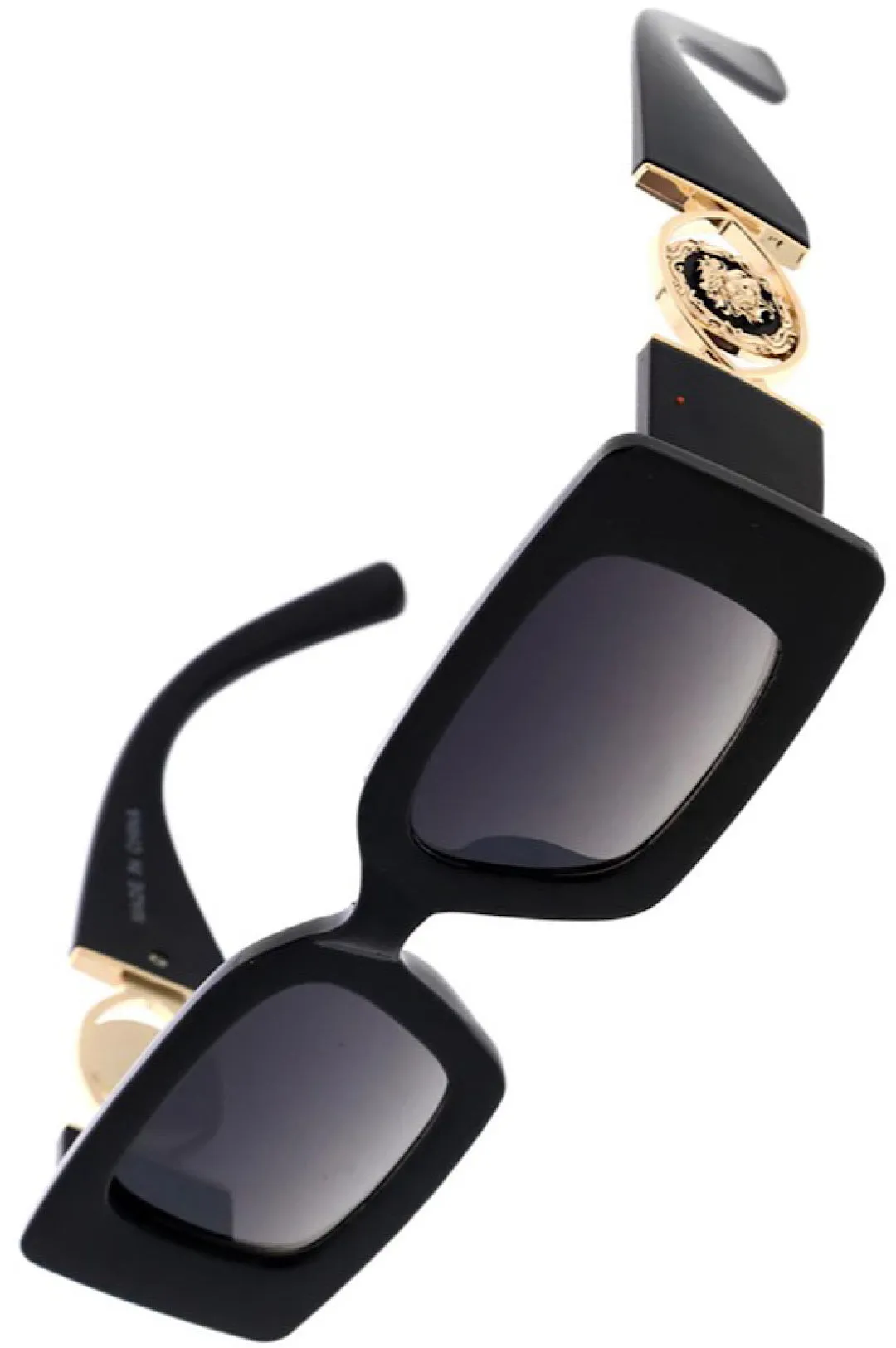 Black Golden Lion Detail Fashion Forward Sunshades