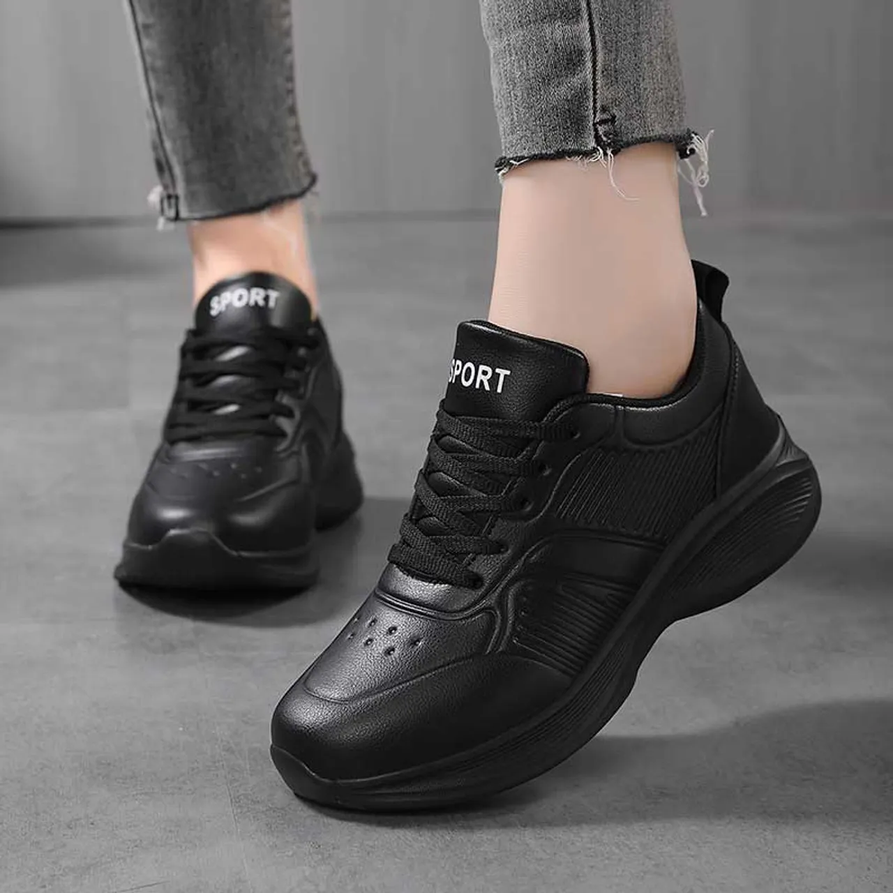 Black stripe accents casual shoe sneaker