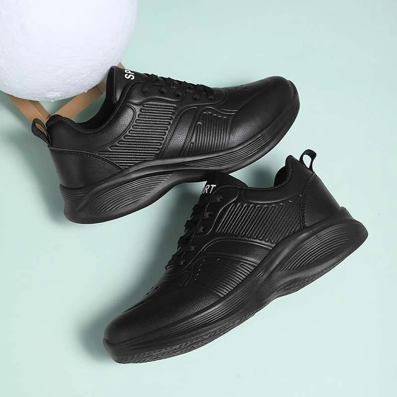 Black stripe accents casual shoe sneaker