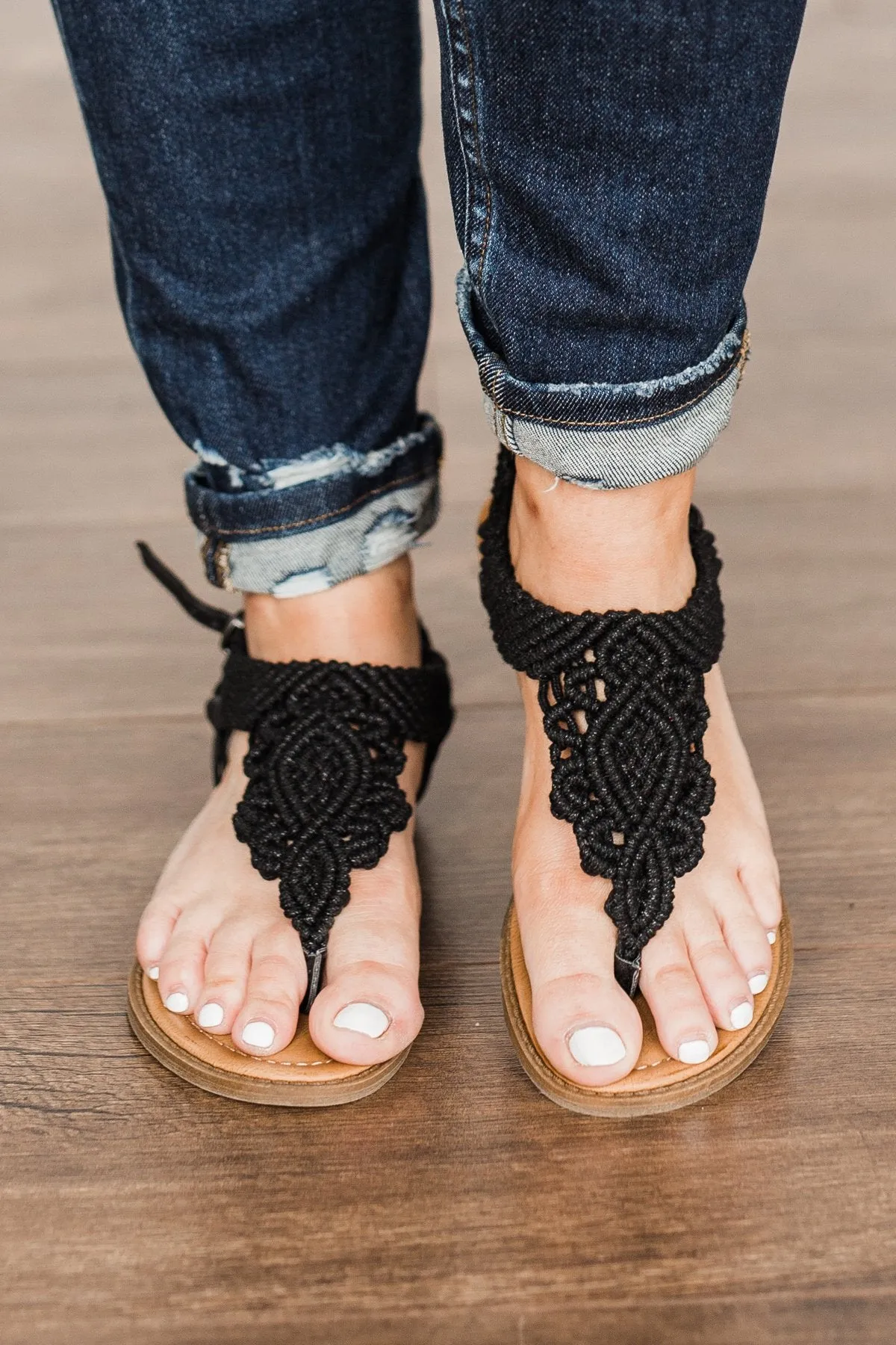 Blowfish Brandey Sandals- Black Macrame