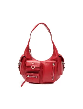 Blumarine Small Red Cargo Pocket Hobo Bag