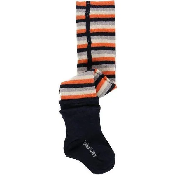 Boboli Grey Striped Tights, Orange