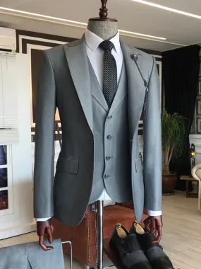 Bojoni Grey Slim-Fit Suit 3-Piece