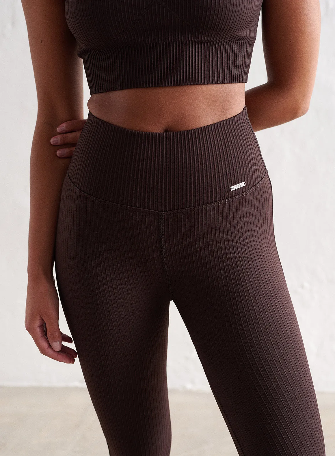 Cacao Ribbed Seamless Flare Petite Tights