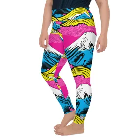 Colorful and Vibrant Roy Lichtenstein Mt Fuji Yoga Plus Sized Pants for Women 001