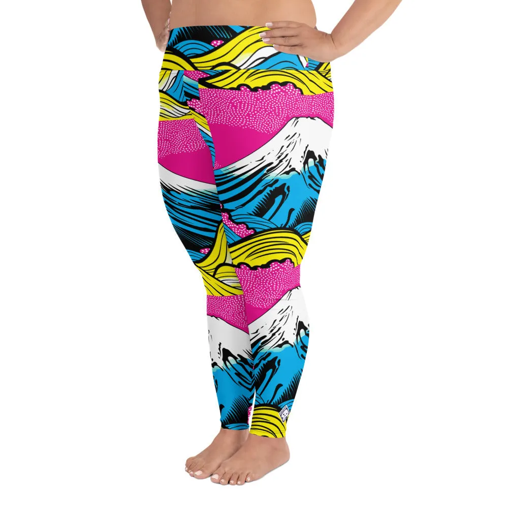 Colorful and Vibrant Roy Lichtenstein Mt Fuji Yoga Plus Sized Pants for Women 001