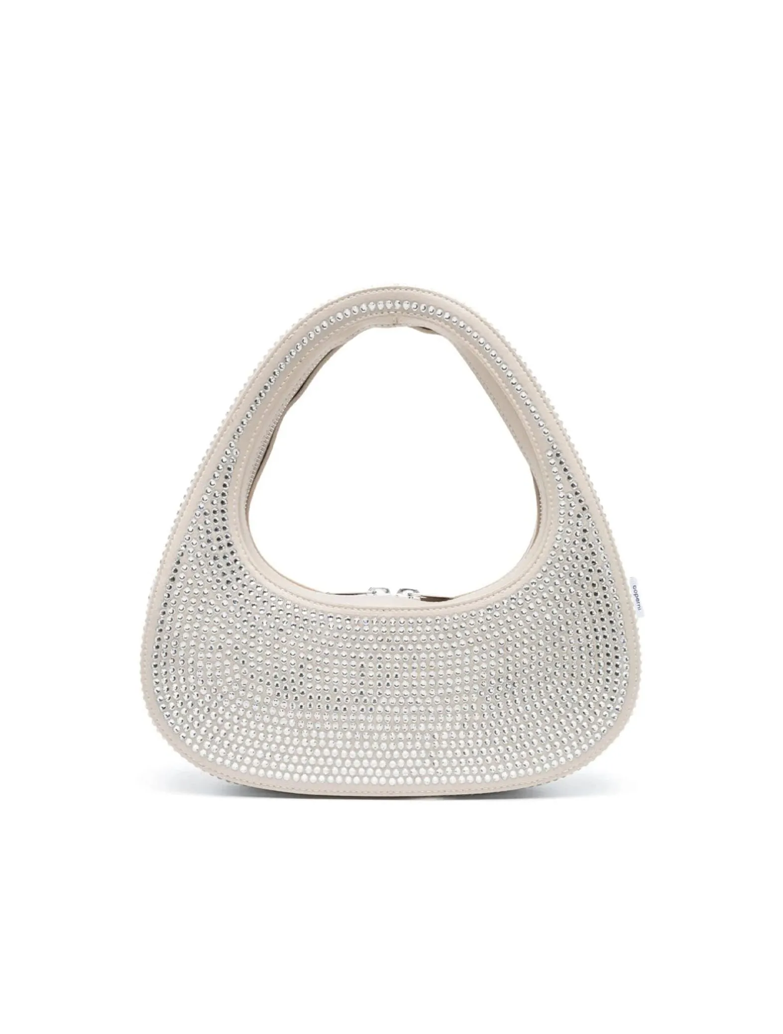 Coperni Crystal Embellished Cream Baguette Swipe Bag