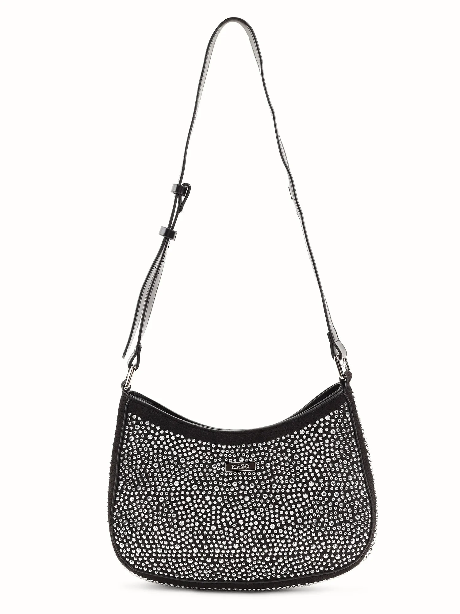 Crossbody Bag With Sparkle Of Metal Beads Exterior