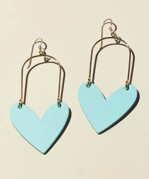 Current Teal Sweetheart Earrings - Gold