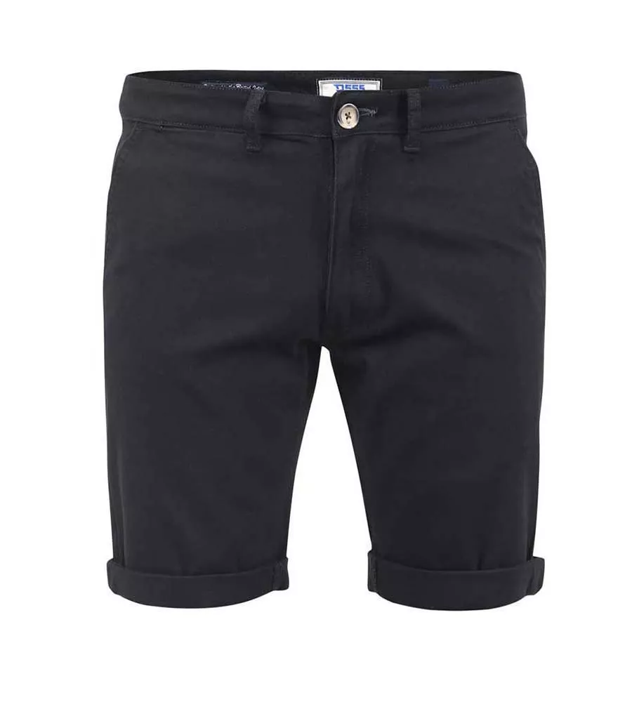 D555 Mens Black Stretch Chino Shorts (BASILDON 1)