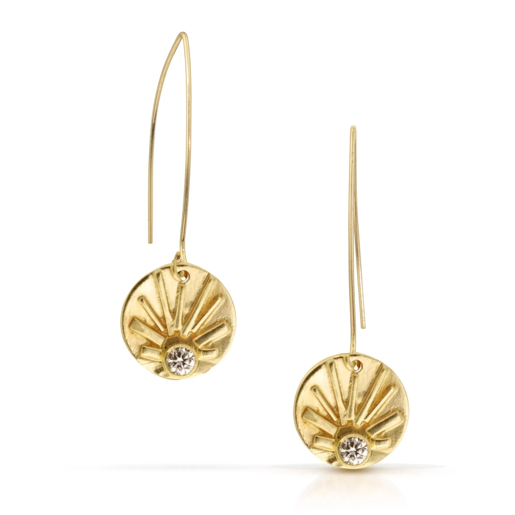 Diamond Sun Earrings - 14K Gold