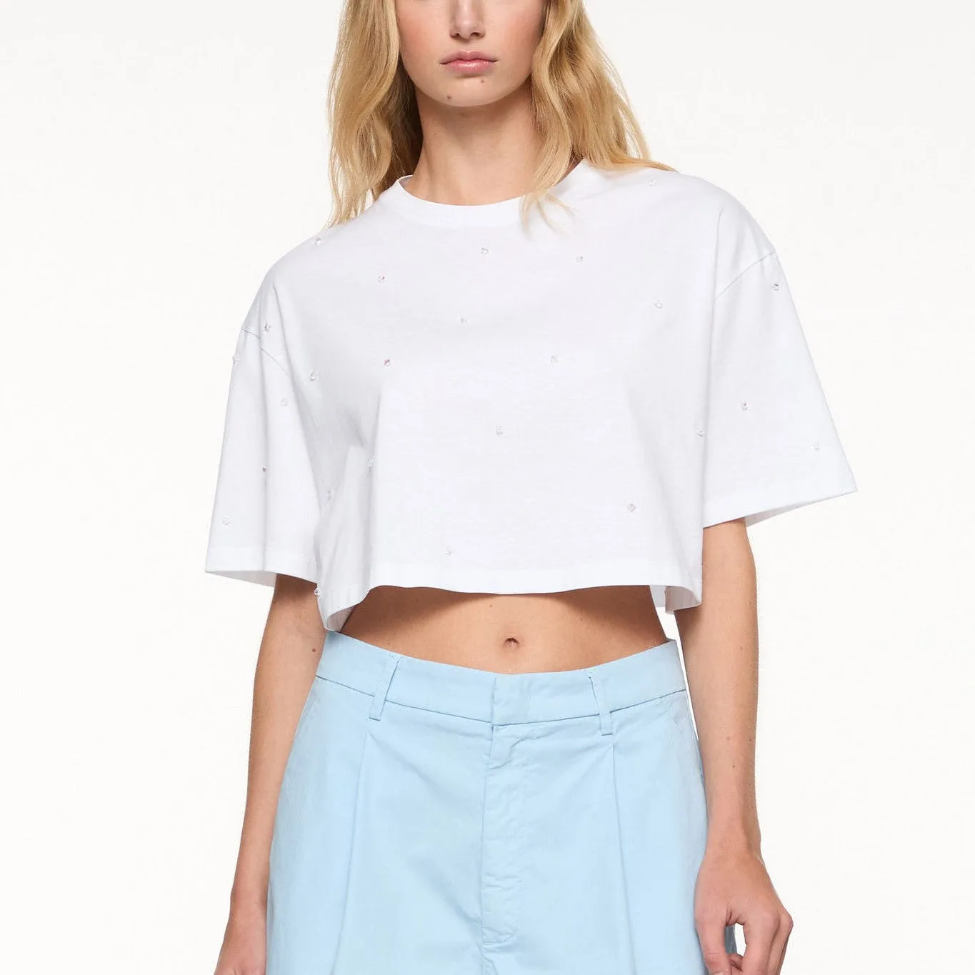 Dondup T-shirt Crop Bianco Donna