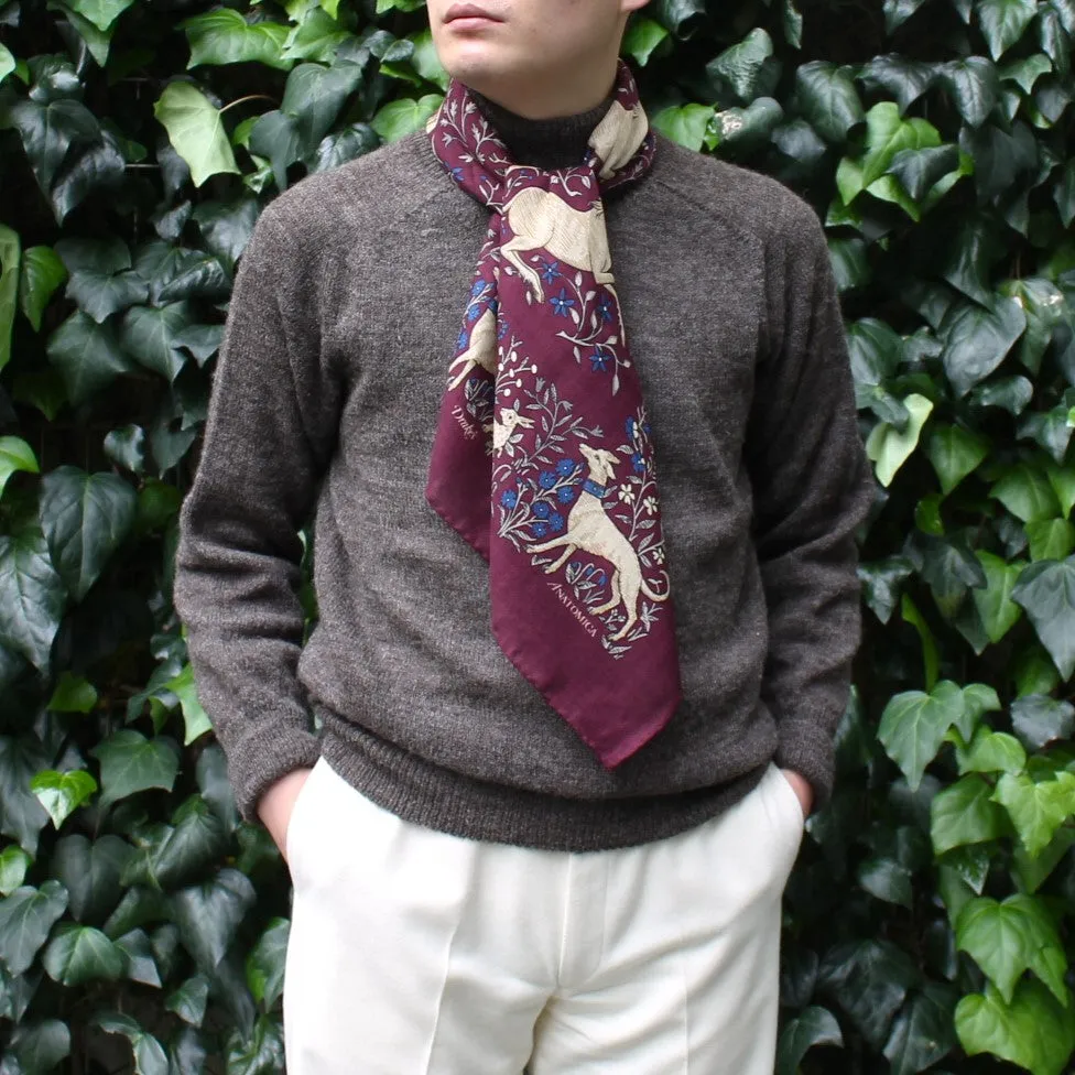 DRAKE'S SQUARE SCARF UNICORN BURGUNDY