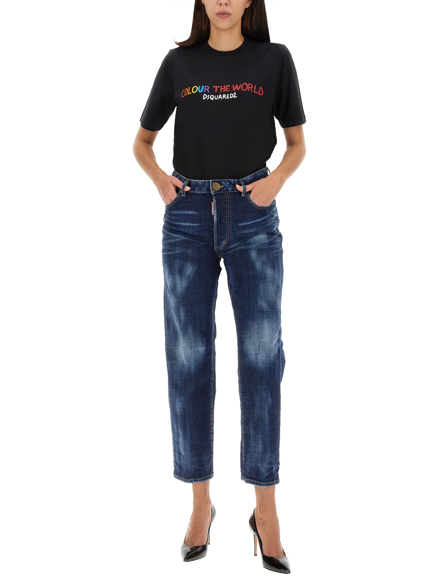 DSQUARED    BOSTON COTTON DENIM JEANS