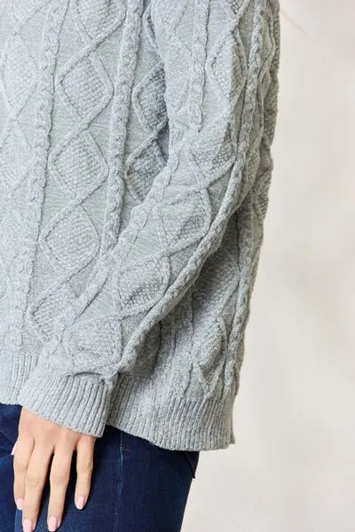 Dust Sage Cable Knit Sweater