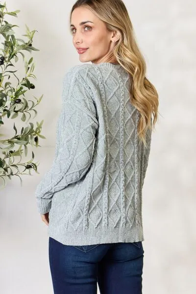 Dust Sage Cable Knit Sweater