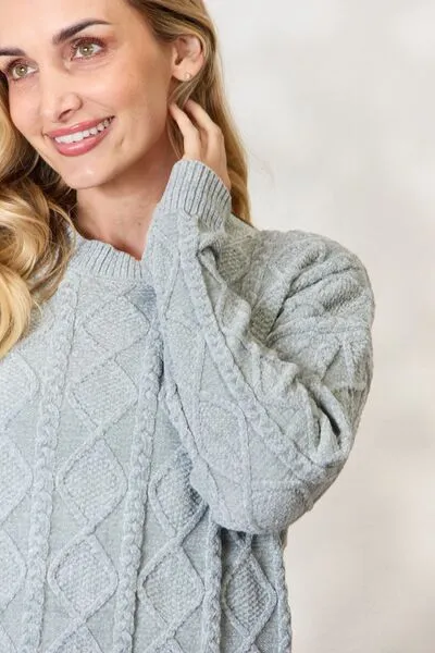 Dust Sage Cable Knit Sweater