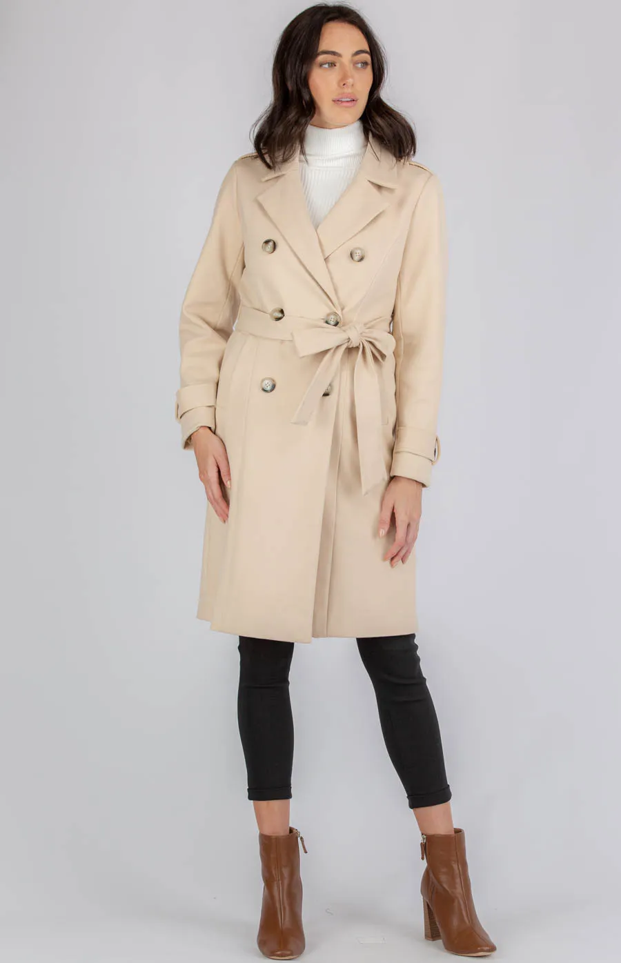 Faux Wool Coat with Button Details (AJT317B)