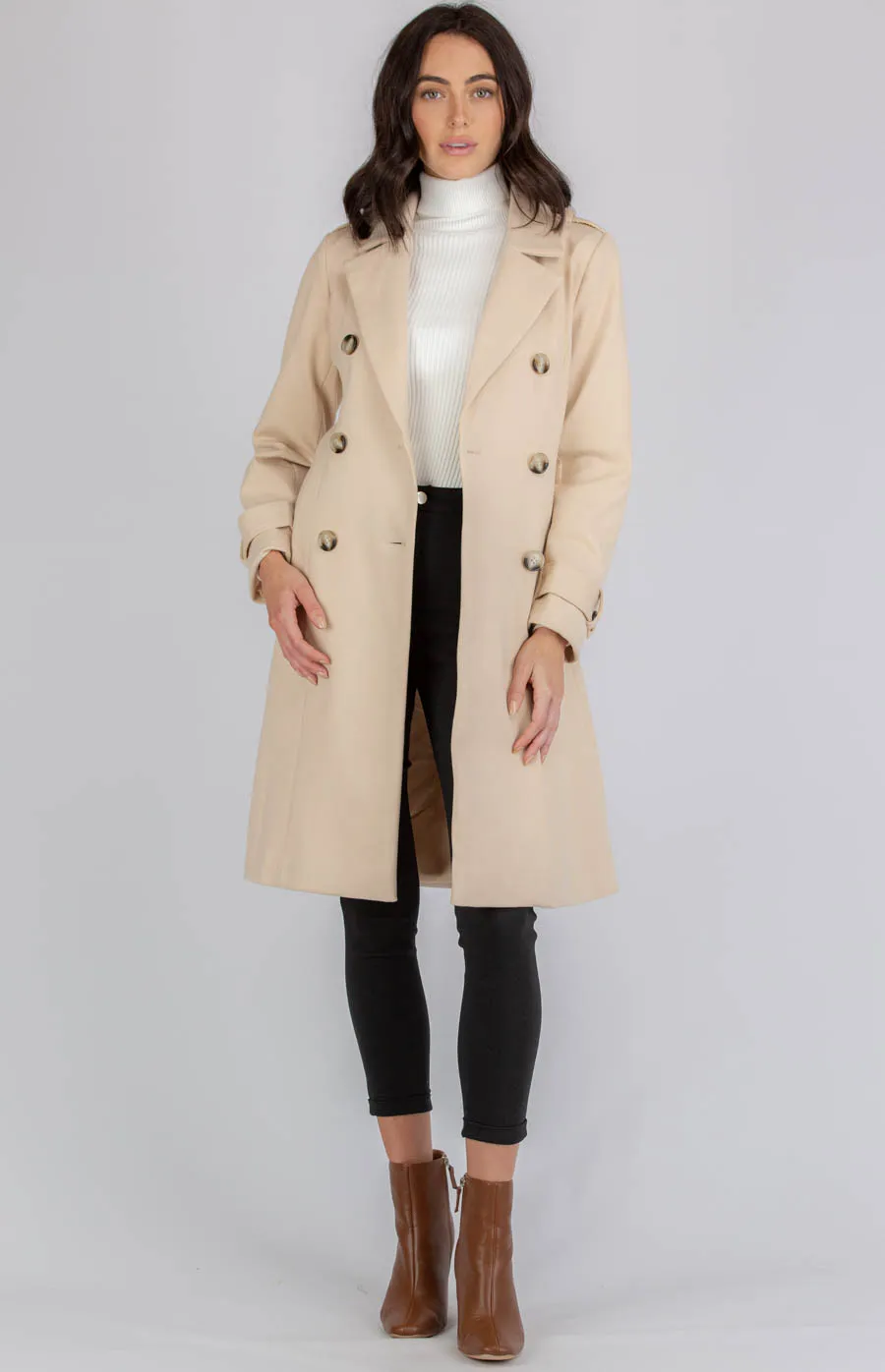 Faux Wool Coat with Button Details (AJT317B)