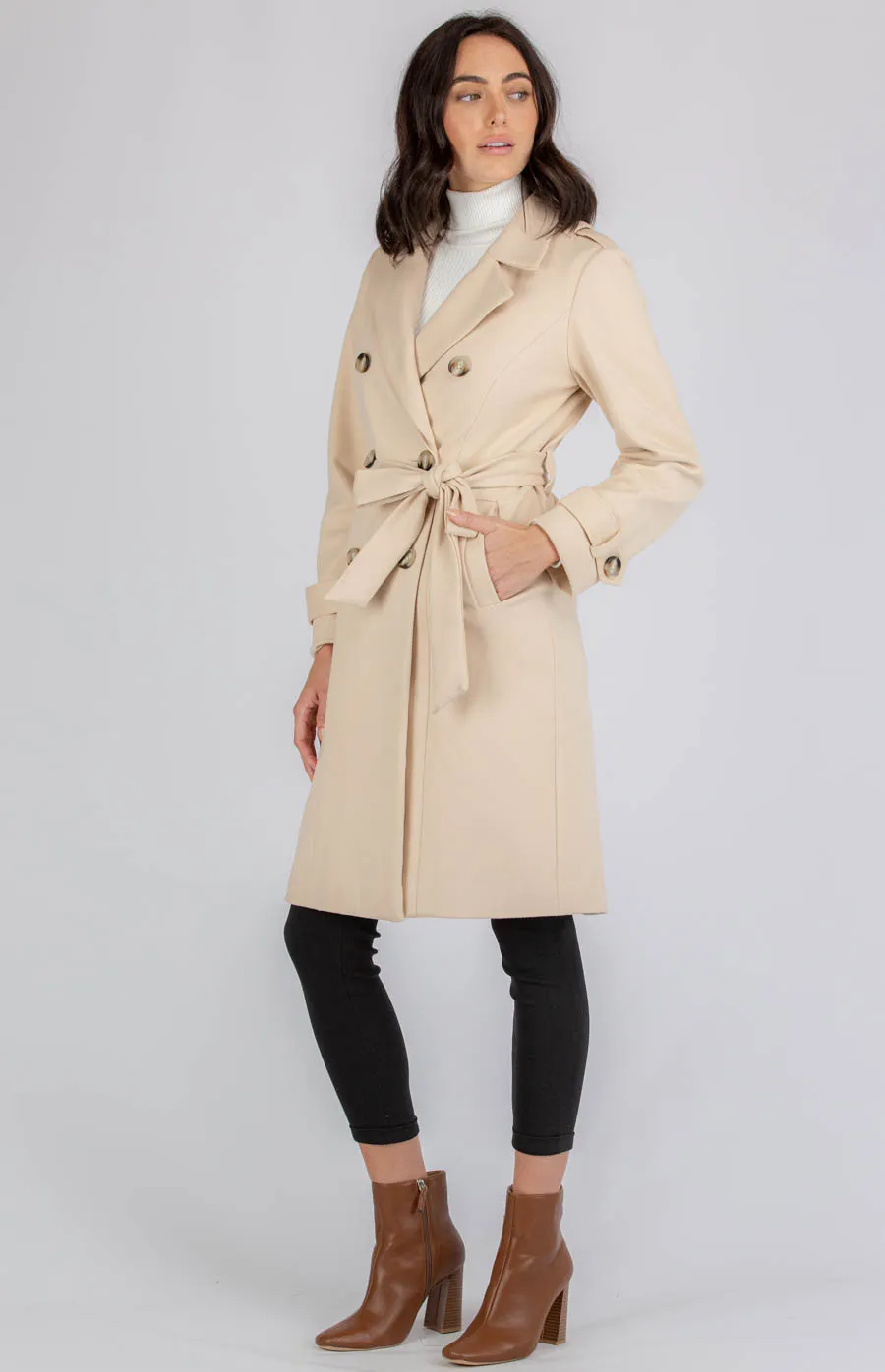 Faux Wool Coat with Button Details (AJT317B)