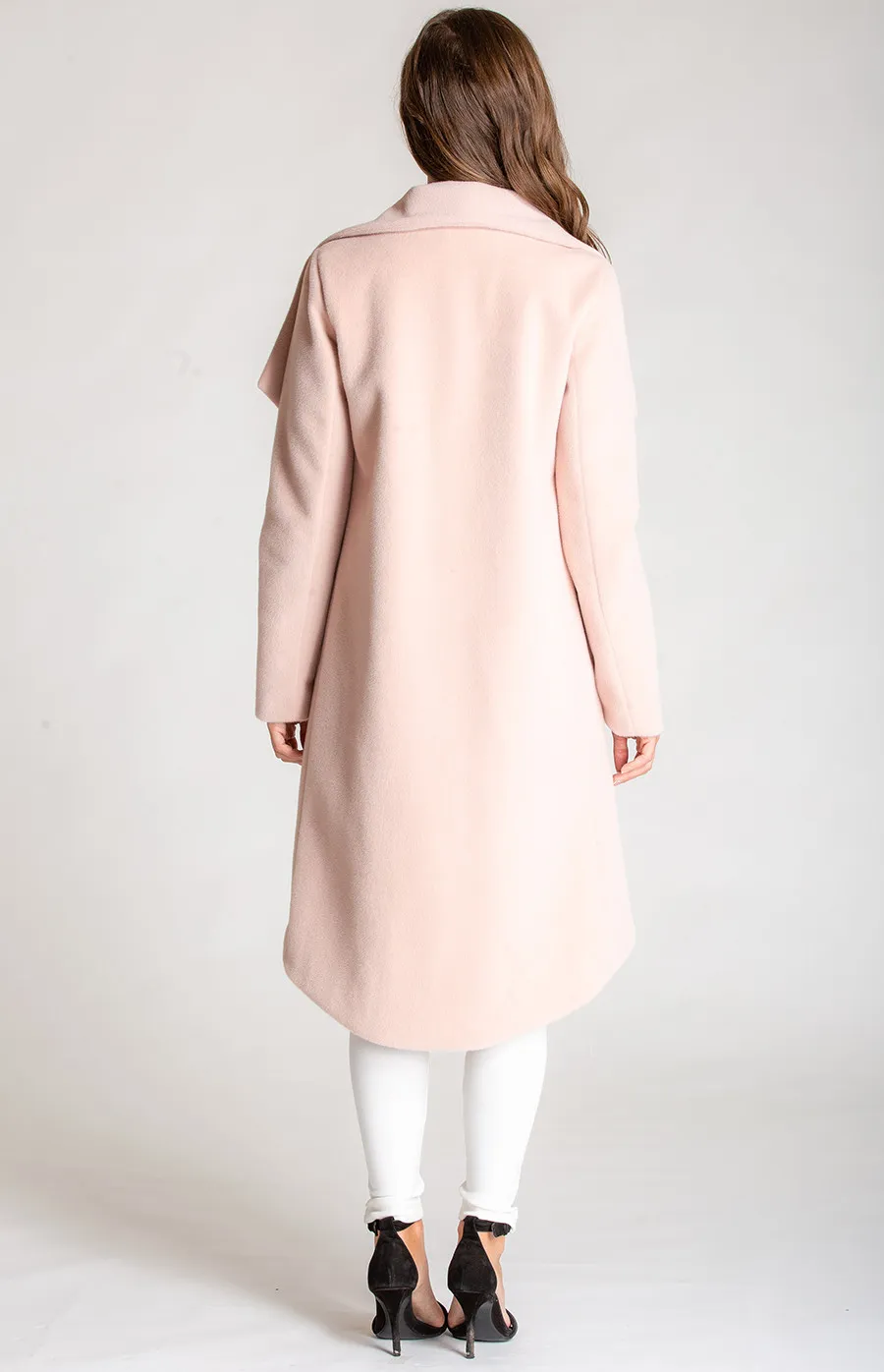 Faux Wool Coat with Waterfall Collar (SJT323B) 