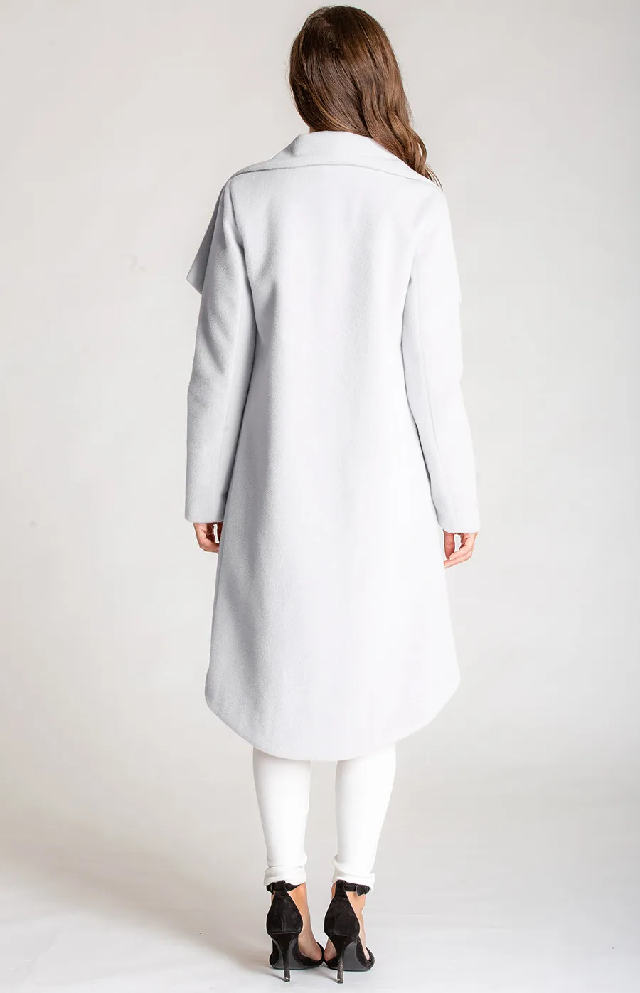 Faux Wool Coat with Waterfall Collar (SJT323B) 