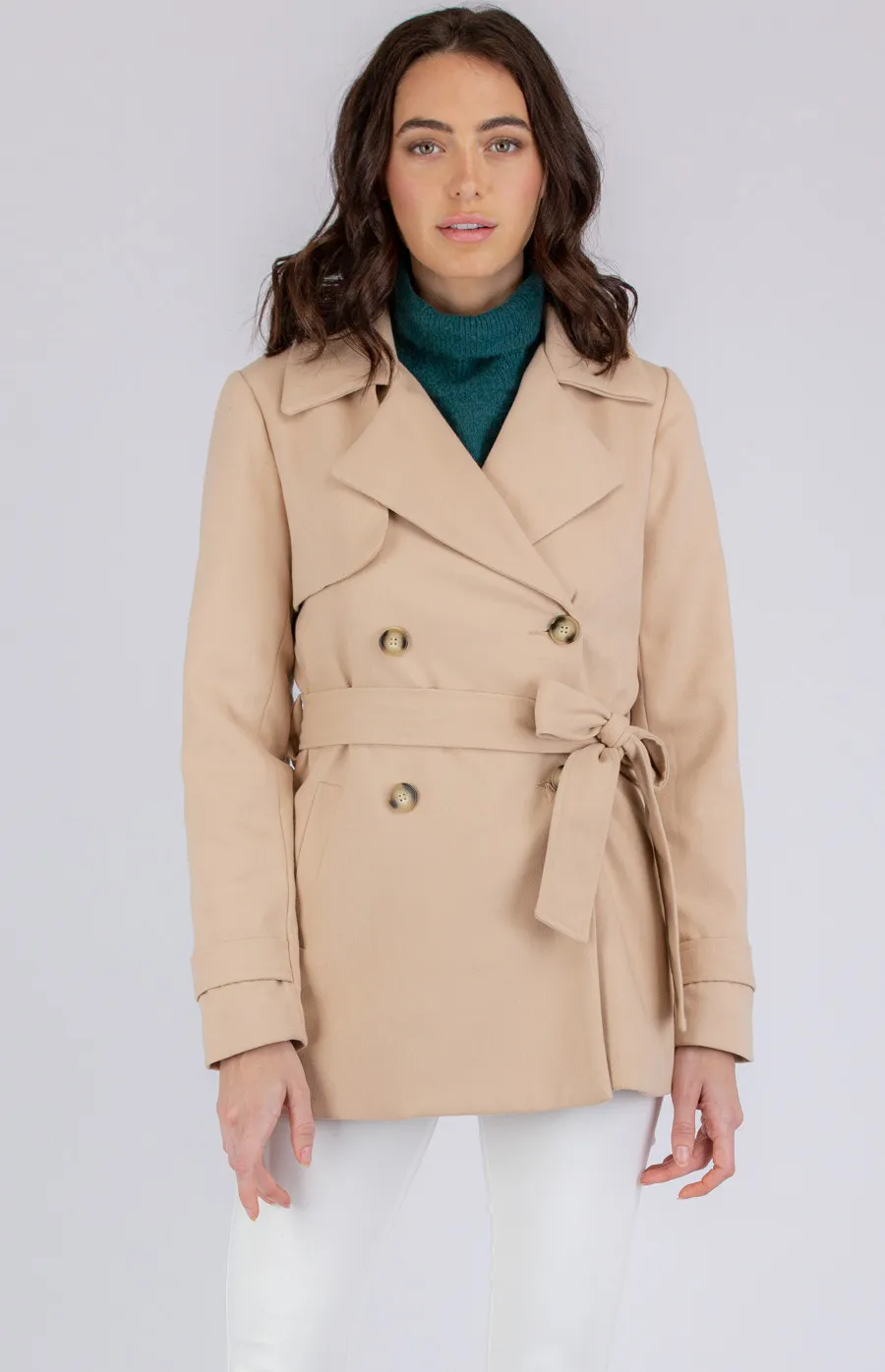 Faux Wool Mid Length Coat with Button (AJT803B)