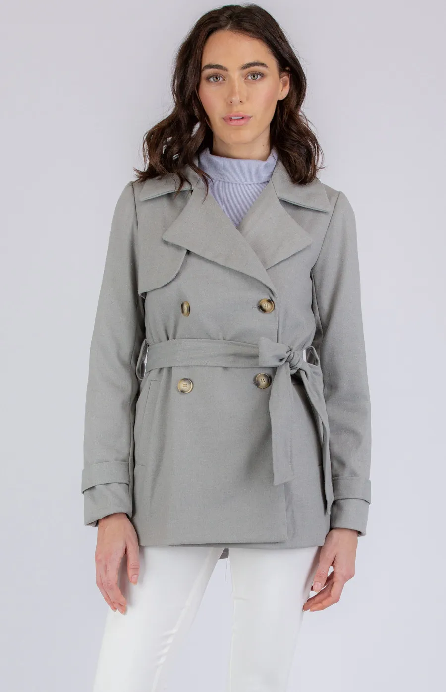 Faux Wool Mid Length Coat with Button (AJT803B)