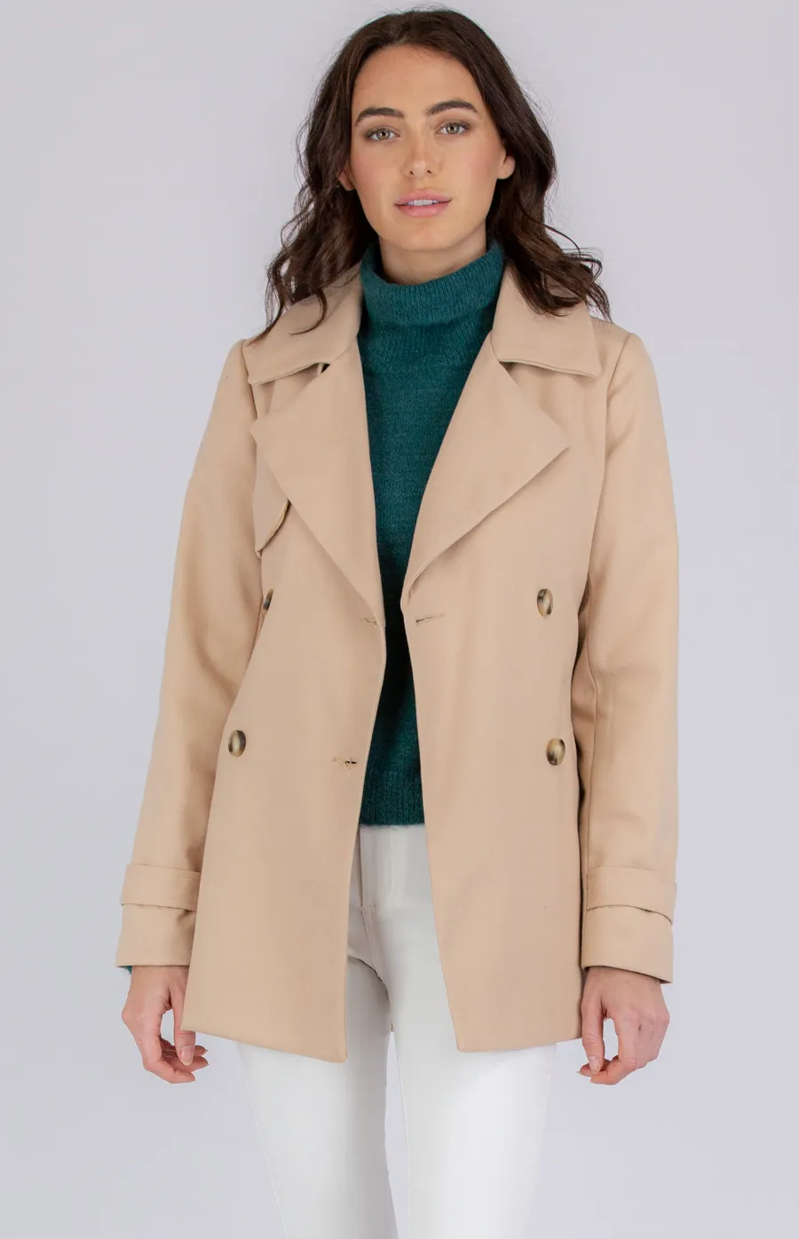 Faux Wool Mid Length Coat with Button (AJT803B)