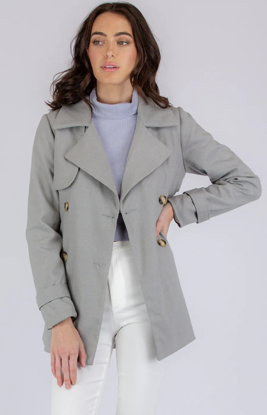 Faux Wool Mid Length Coat with Button (AJT803B)