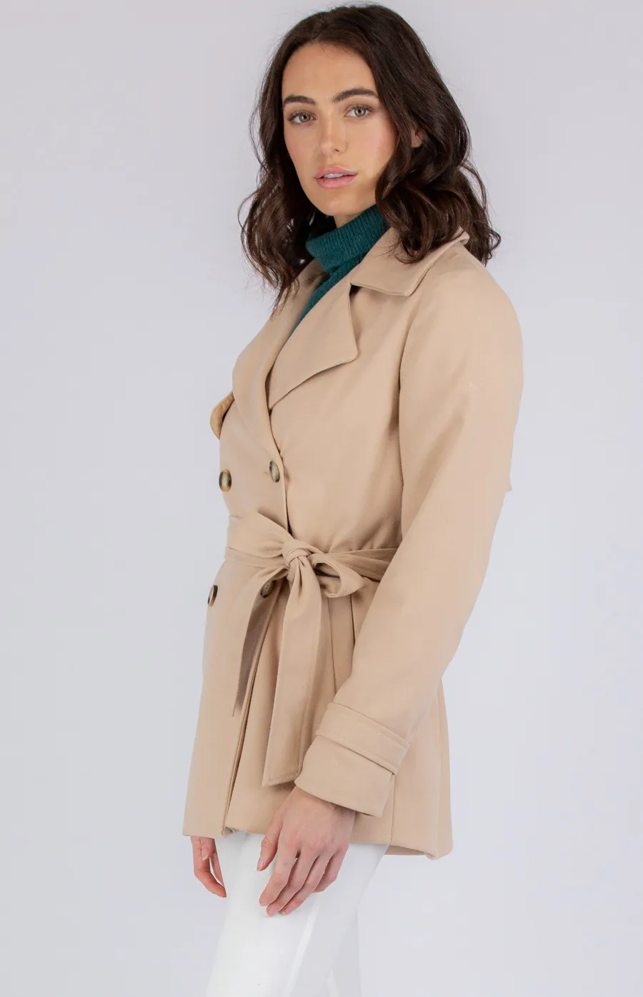 Faux Wool Mid Length Coat with Button (AJT803B)