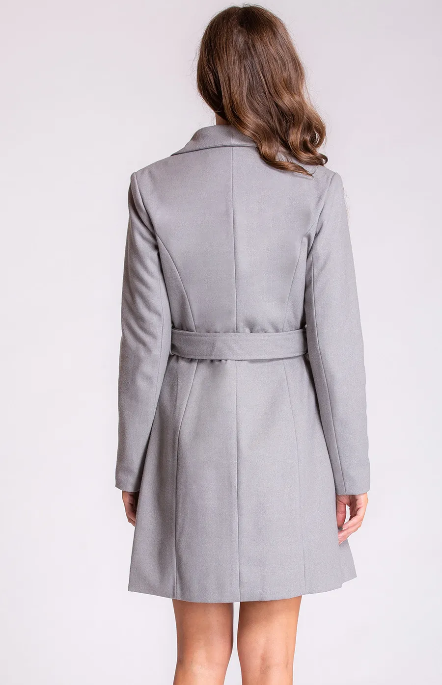 Faux Wool Wrap Coat with Circle Buckle (SJT309B)