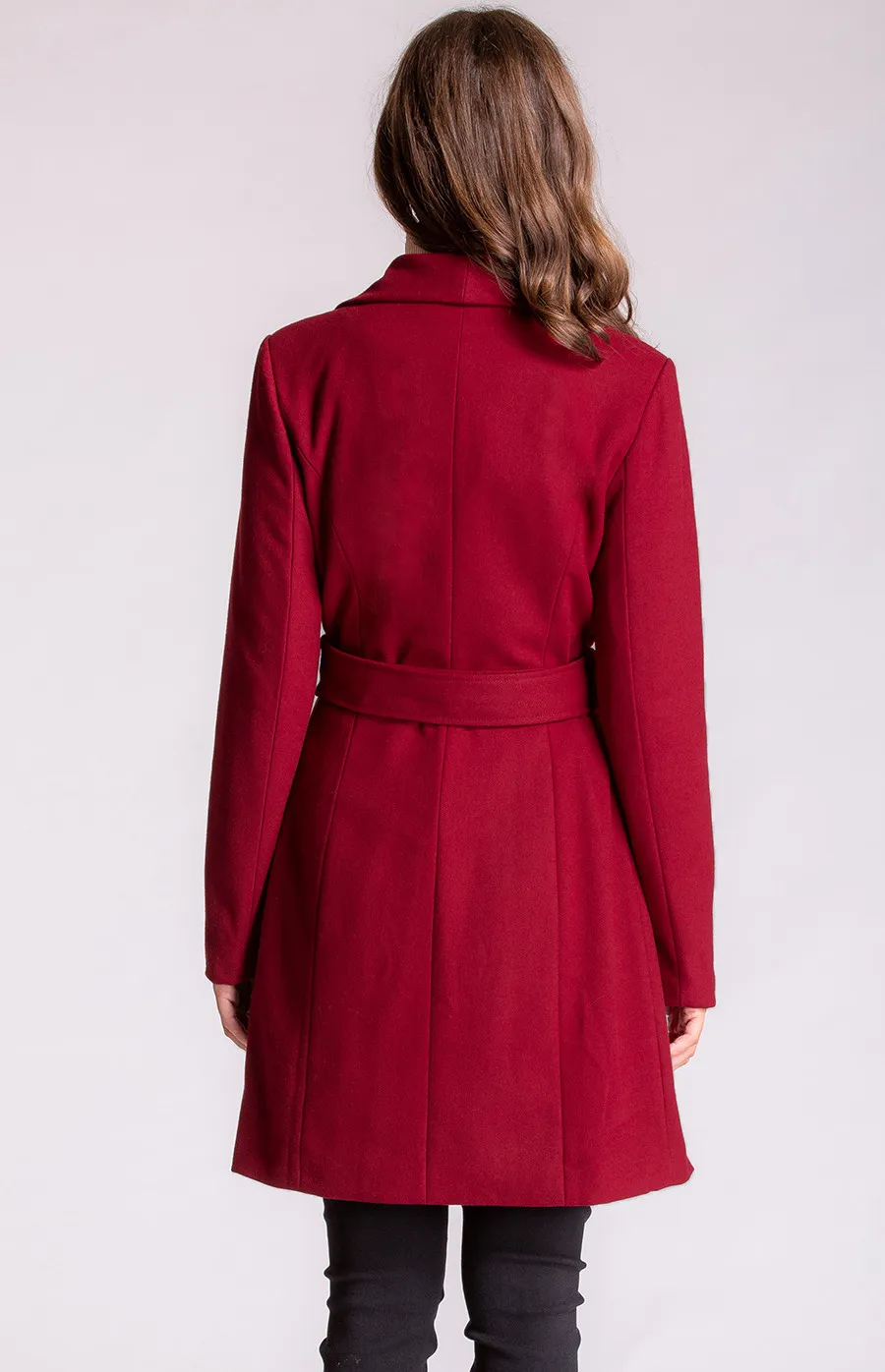 Faux Wool Wrap Coat with Circle Buckle (SJT309B)