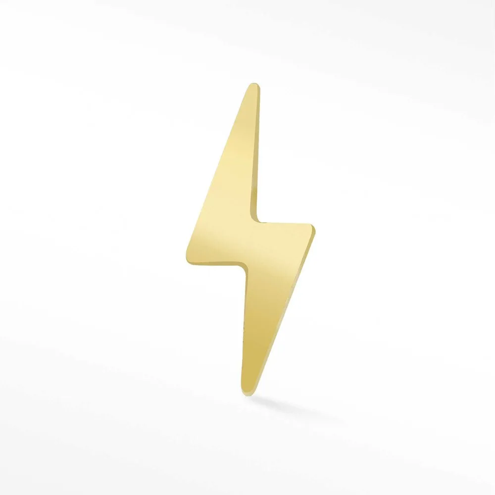 Flat Back Earring Lightning Bolt 14k Yellow