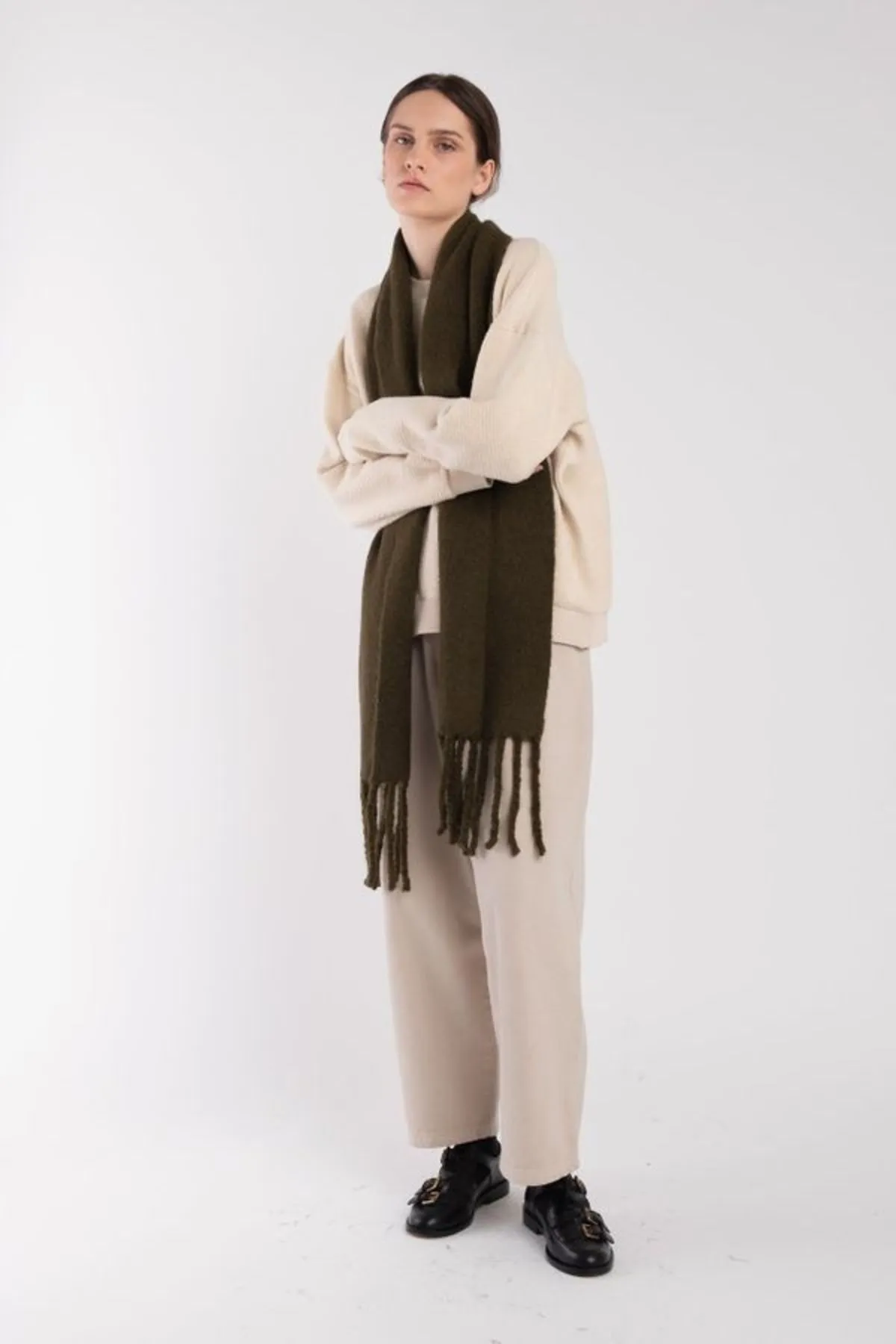 Fringe Scarf - Olive