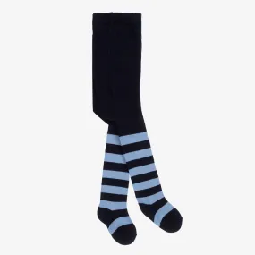 Girls Blue Stripe Cotton Tights