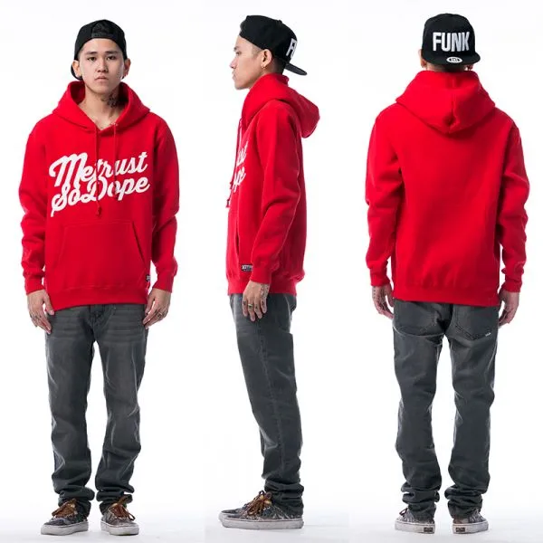 Hoodie Sweatshirt with Metrust So Dope Script Design - Red