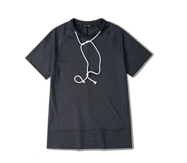 Hoody Style t-shirt with Front Pocket and Collar line