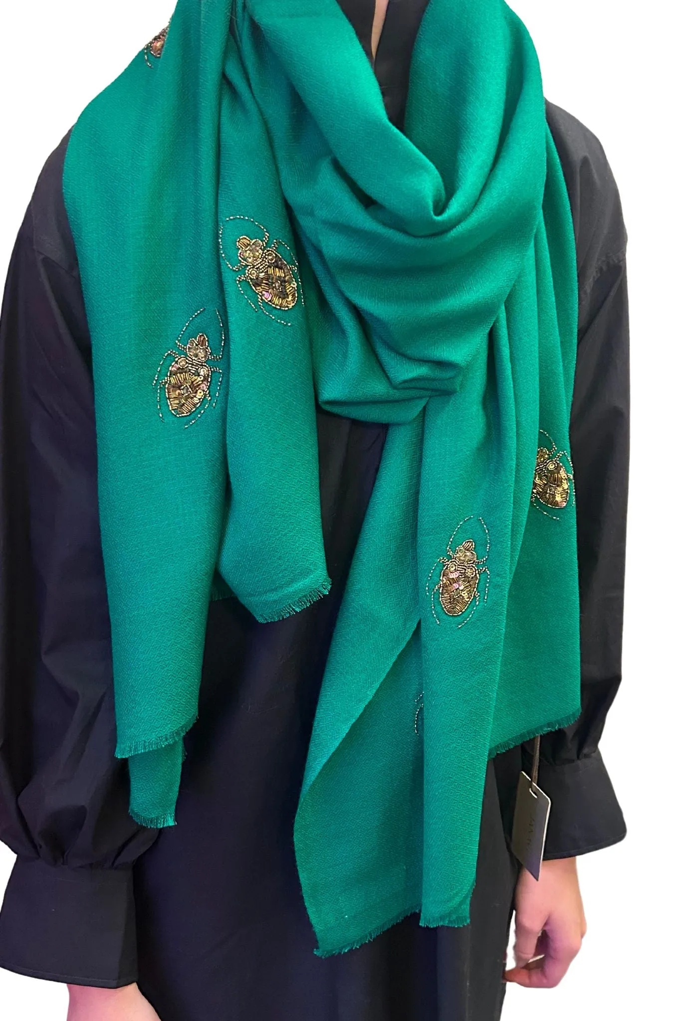 Janavi Embroidered Beetles Scarf