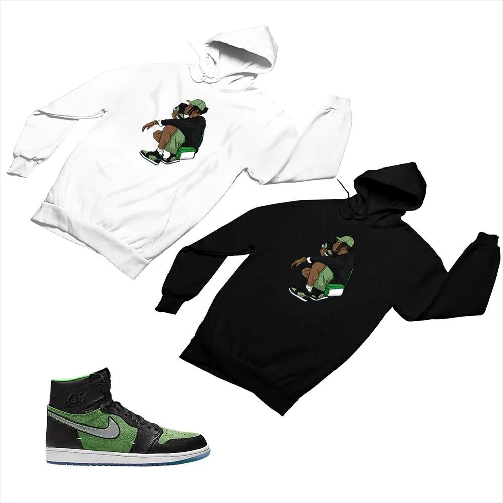 Jordan 1 Black Green Matching Custom Designed Hoodies JD 1-70-17