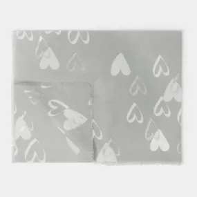 Katie Loxton Pale Grey Heart Printed Foil Scarf