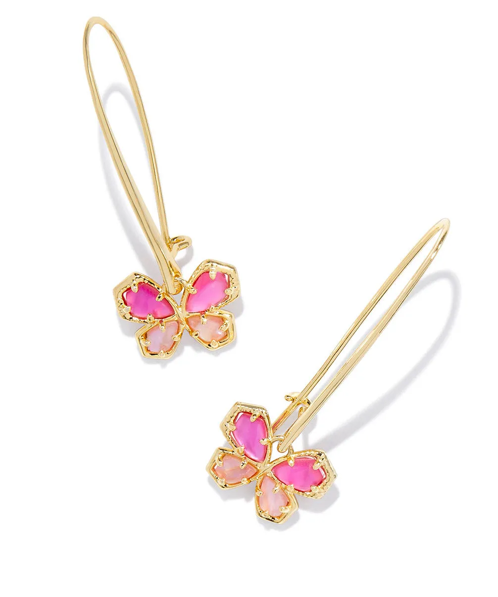 Kendra Scott Mae Butterfly Wire Drop Earrings - Gold/Azalea Pink Mix, Gold/Indigo Watercolor, OR Gold/Golden Abalone