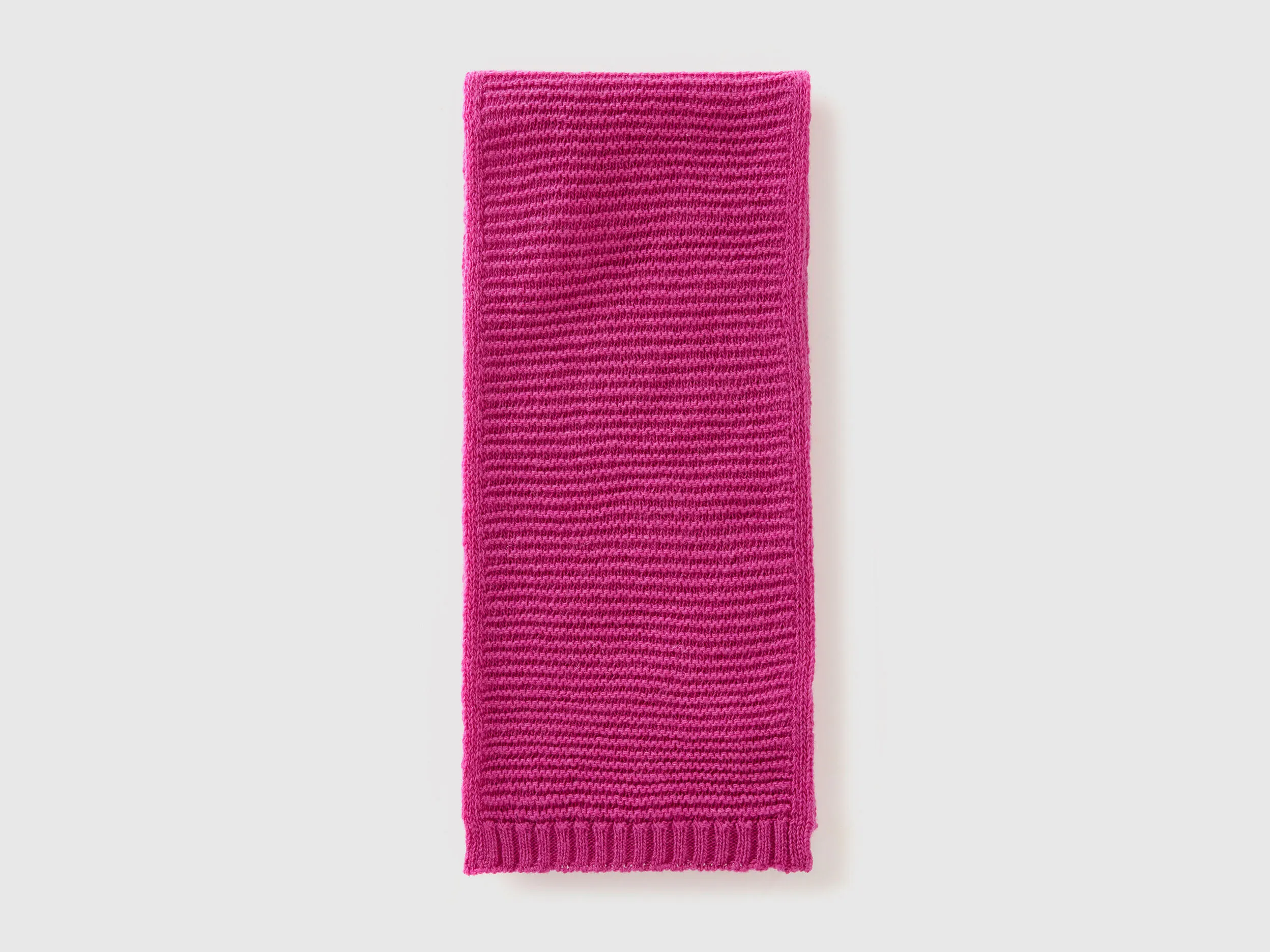 Knit scarf in stretch wool blend - Fuchsia | Benetton