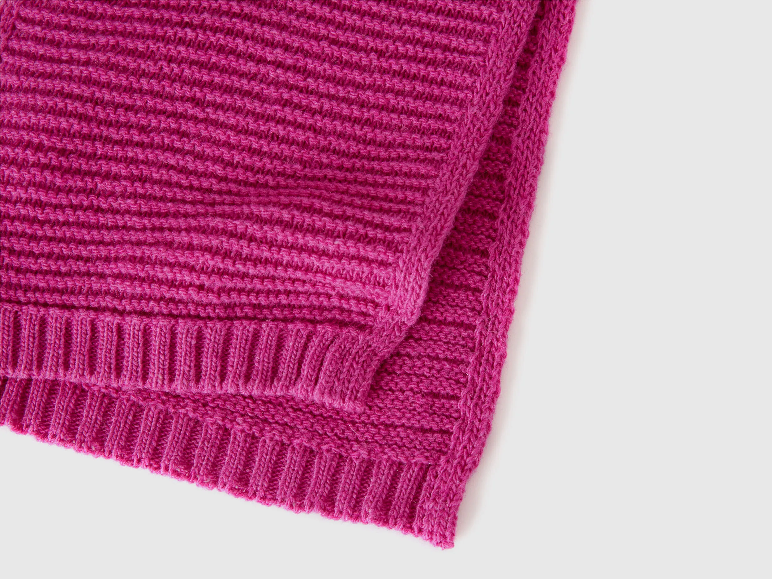 Knit scarf in stretch wool blend - Fuchsia | Benetton